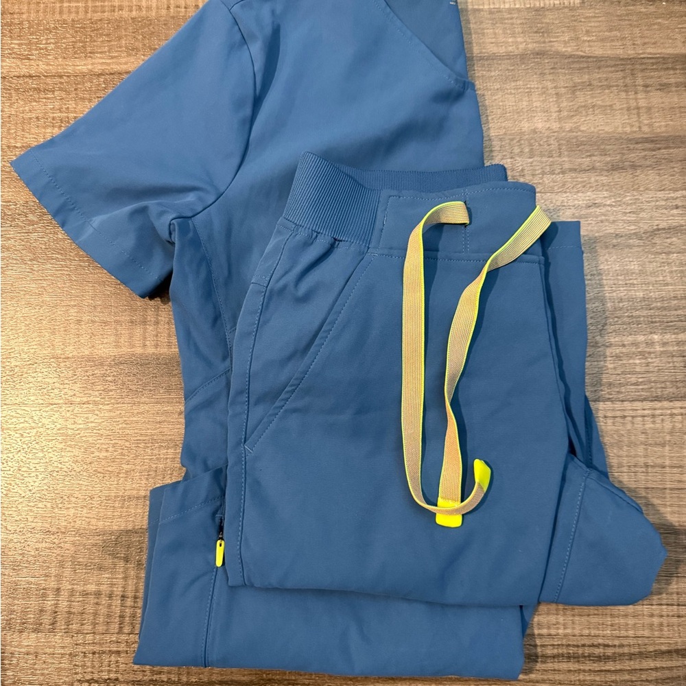 Blue Women's Pants with Yellow Accents